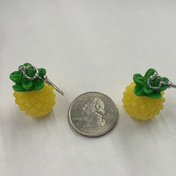 Pineapple Earring, Fruit Earring, Funny Food Earring, Gift Idea, Luau Earring - Picture 4 of 4